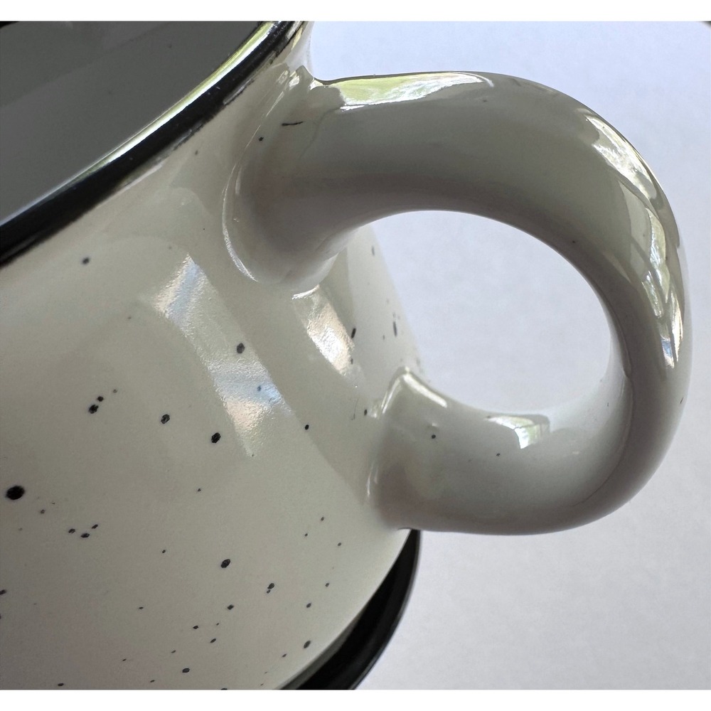 Set of 4 - 4oz‎ Speckled Ceramic White Black Campfire Coffee Mugs - Picture 5 of 11